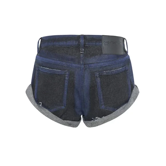 ONE Teaspoon Shorts 30 Bandits Low Waist Denim Blue Punk Relaxed Button Fly NEW
